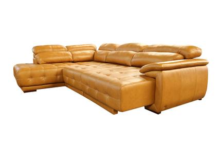 Imagem de Sofá Retrátil e Reclinável de Couro Filipinas Canto com Chaise Esquerda 1,46 m - Caramelo