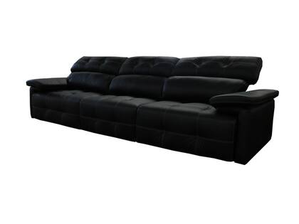 Imagem de Sofá Retrátil e Reclinável de Couro Queen (3 módulos) 3,00 m Preto Pigmentado - Mempra Design