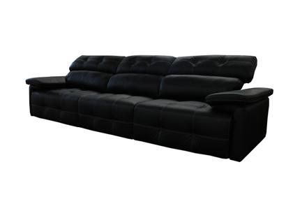 Imagem de Sofá Retrátil e Reclinável de Couro Queen (3 módulos) 3,30 m Preto Pigmentado - Mempra Design