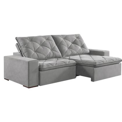 Imagem de Sofá Retrátil e Reclinável em Molas 4 Lugares 2,70m Trento Cinza