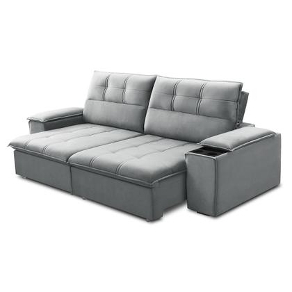 Imagem de Sofá Retrátil e Reclinável França 210 Cm com Porta Copos e Objetos