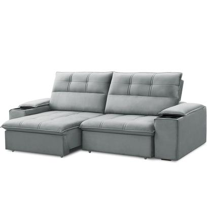 Imagem de Sofá Retrátil e Reclinável França 210 Cm com Porta Copos e Objetos