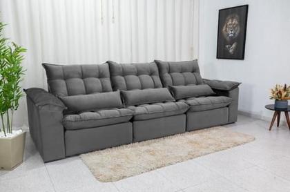 Imagem de Sofá Retrátil e Reclinável Ipanema 2,10m em Tecido Veludão C/ 03 Módulos Montagem Inclusa