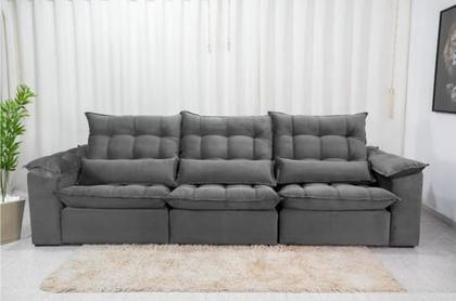 Imagem de Sofá Retrátil e Reclinável Ipanema 2,10m em Tecido Veludão C/ 03 Módulos Montagem Inclusa