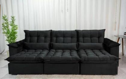 Imagem de Sofá Retrátil e Reclinável Ipanema 2,10m em Tecido Veludão C/ 03 Módulos Montagem Inclusa