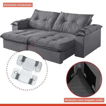 Imagem de Sofá Retrátil e Reclinável Modulado 2 Lugares 210cm Pés em Madeira Maciça Canadá