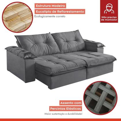 Imagem de Sofá Retrátil e Reclinável Modulado 2 Lugares 210cm Pés em Madeira Maciça Canadá