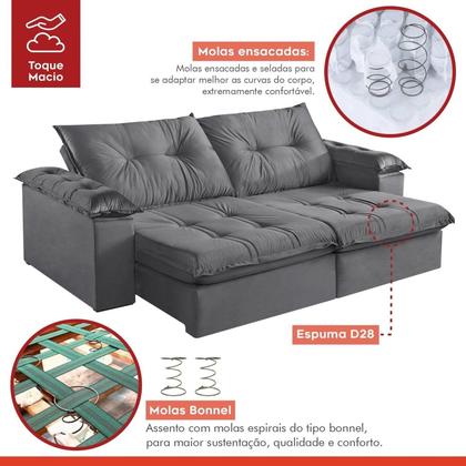 Imagem de Sofá Retrátil e Reclinável Modulado 2 Lugares 210cm Pés em Madeira Maciça Canadá