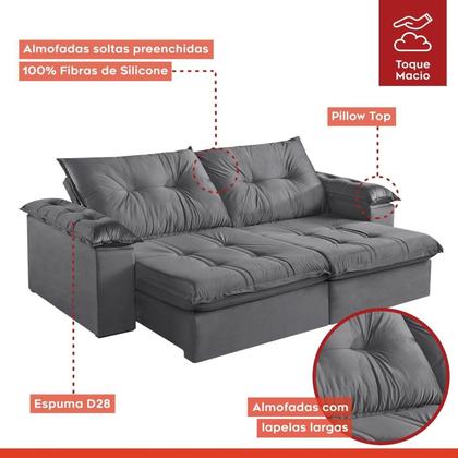 Imagem de Sofá Retrátil e Reclinável Modulado 2 Lugares 210cm Pés em Madeira Maciça Canadá