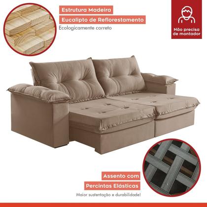Imagem de Sofá Retrátil e Reclinável Modulado 2 Lugares 290cm Pés em Madeira Maciça Canadá