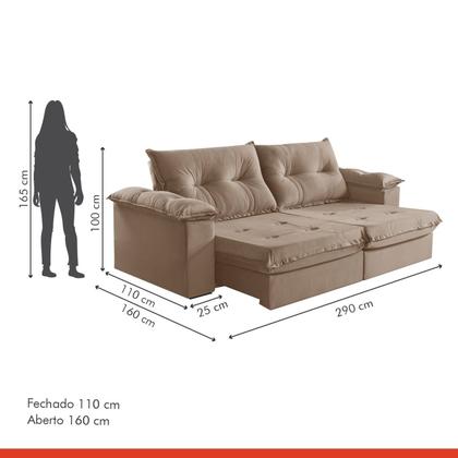 Imagem de Sofá Retrátil e Reclinável Modulado 2 Lugares 290cm Pés em Madeira Maciça Canadá