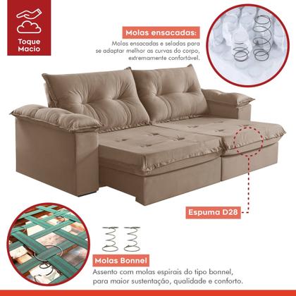 Imagem de Sofá Retrátil e Reclinável Modulado 2 Lugares 290cm Pés em Madeira Maciça Canadá