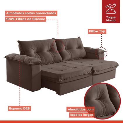 Imagem de Sofá Retrátil e Reclinável Modulado 2 Lugares 290cm Pés em Madeira Maciça Canadá