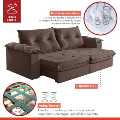 Imagem de Sofá Retrátil e Reclinável Modulado 2 Lugares 290cm Pés em Madeira Maciça Canadá