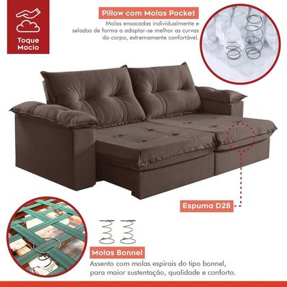 Imagem de Sofá Retrátil e Reclinável Modulado 2 Lugares 290cm Pés em Madeira Maciça Canadá