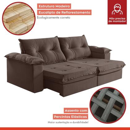 Imagem de Sofá Retrátil e Reclinável Modulado 2 Lugares 290cm Pés em Madeira Maciça Canadá
