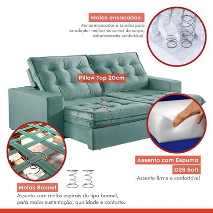 Imagem de Sofá Retrátil e Reclinável Modulado 230cm Pés em Madeira Maciça Capri