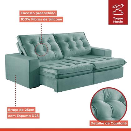 Imagem de Sofá Retrátil e Reclinável Modulado 230cm Pés em Madeira Maciça Capri