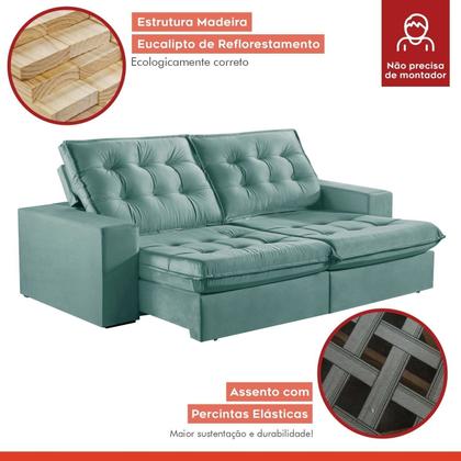 Imagem de Sofá Retrátil e Reclinável Modulado 230cm Pés em Madeira Maciça Capri