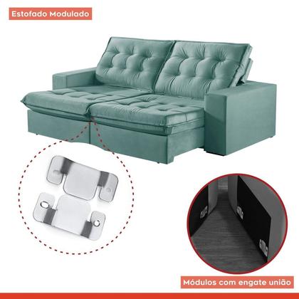 Imagem de Sofá Retrátil e Reclinável Modulado 230cm Pés em Madeira Maciça Capri