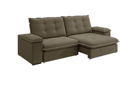 Imagem de Sofá Retrátil e Reclinável Slim 250cm 4 Lugares Fofao Premium Marrom