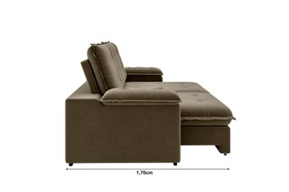 Imagem de Sofá Retrátil e Reclinável Slim 250cm 4 Lugares Fofao Premium Marrom