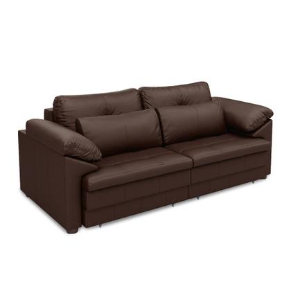 Imagem de Sofá Retrátil Elétrico Sala de Estar Nolan Bipartido 250cm Conforto Premium em Couro Marrom Brilho G58 - Gran Belo