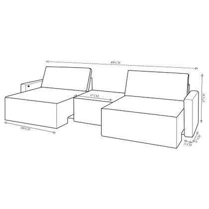 Imagem de Sofá Retrátil Embutido Modulado com Puff 6 Lugares Xerxes 309cm Veludo Cinza Claro G33 - Gran Belo