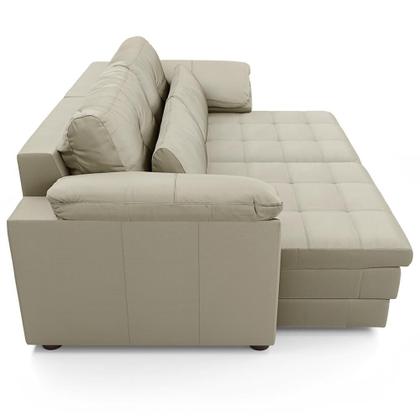 Imagem de Sofá Retrátil Para Sala de Estar 3 Lugares 215cm Riza S03 Couro Bege Pérola - Lyam Decor