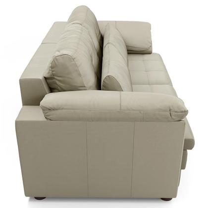 Imagem de Sofá Retrátil Para Sala de Estar 3 Lugares 215cm Riza S03 Couro Bege Pérola - Lyam Decor