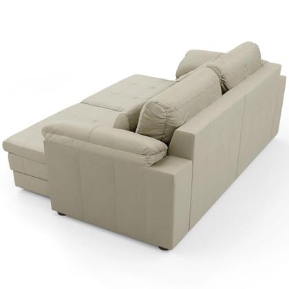 Imagem de Sofá Retrátil Para Sala de Estar 3 Lugares 215cm Riza S03 Couro Bege Pérola - Lyam Decor