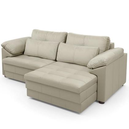 Imagem de Sofá Retrátil Para Sala de Estar 3 Lugares 215cm Riza S03 Couro Bege Pérola - Lyam Decor
