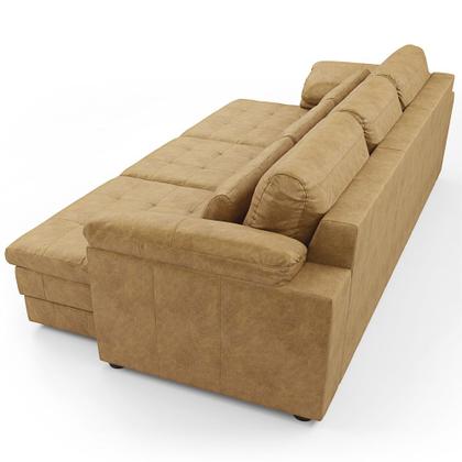 Imagem de Sofá Retrátil Para Sala de Estar 4 Lugares 297cm Riza S03 Couro Soft Bege - Lyam Decor