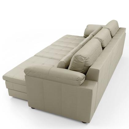 Imagem de Sofá Retrátil Para Sala de Estar 4 Lugares 332cm Riza S03 Couro Bege Pérola - Lyam Decor