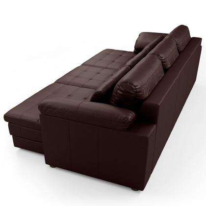 Imagem de Sofá Retrátil Para Sala de Estar 4 Lugares 332cm Riza S03 Couro Caramelo - Lyam Decor