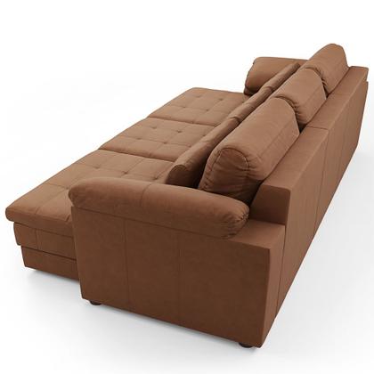 Imagem de Sofá Retrátil Para Sala de Estar 4 Lugares 332cm Riza S03 Couro Soft Mel - Lyam Decor