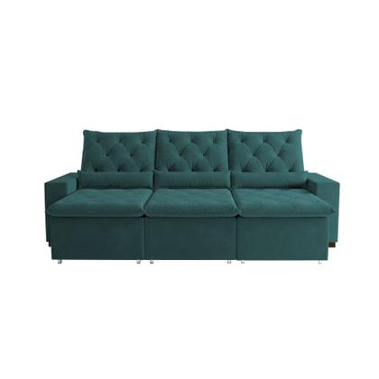 Imagem de Sofá Retrátil Premium Line 230m Suede Macio Conforto Reforçado e Reclinável de 3 Lugares Milão Verde
