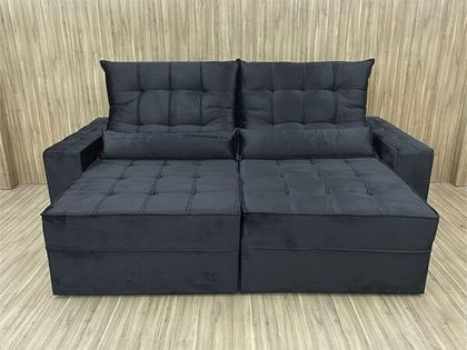 Sofá Retrátil Reclinável 1,80 m Preto Baru - ALPOIM Imagem de Sofá Retrátil Reclinável 1,80 m Preto Baru