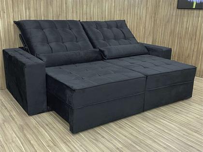 Sofá Retrátil Reclinável 1,80 m Preto Baru - ALPOIM Imagem de Sofá Retrátil Reclinável 1,80 m Preto Baru