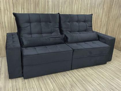 Sofá Retrátil Reclinável 1,80 m Preto Baru - ALPOIM Imagem de Sofá Retrátil Reclinável 1,80 m Preto Baru