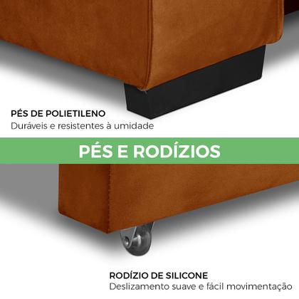 Imagem de Sofa Retratil Reclinavel 2 Lugares 2,30m Atlantis Veludo Laranjado LansofBR