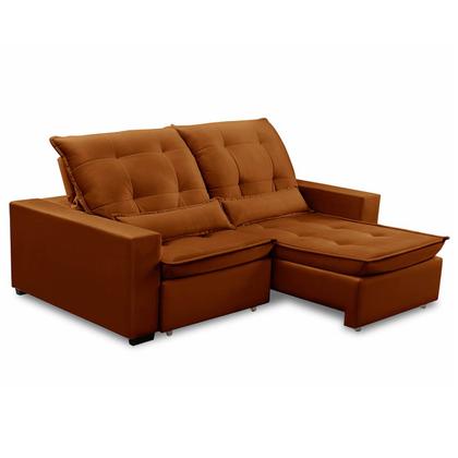 Imagem de Sofa Retratil Reclinavel 2 Lugares 2,30m Atlantis Veludo Laranjado LansofBR