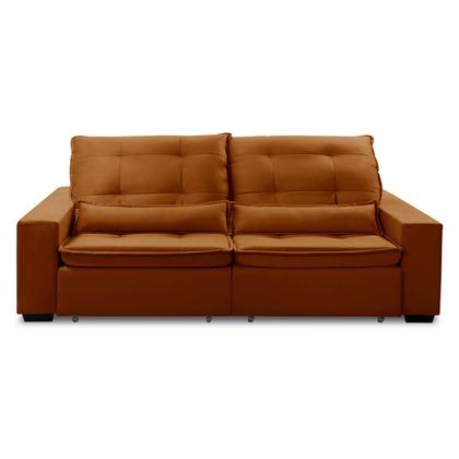Imagem de Sofa Retratil Reclinavel 2 Lugares 2,30m Atlantis Veludo Laranjado LansofBR