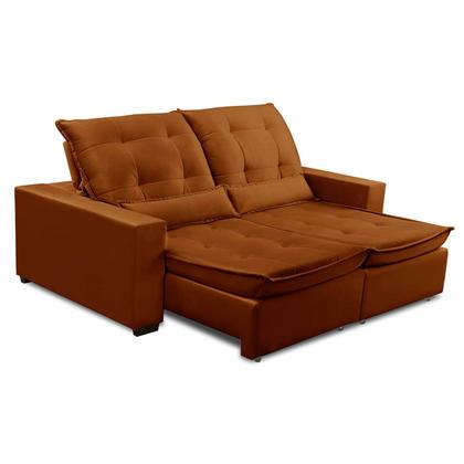 Imagem de Sofa Retratil Reclinavel 2 Lugares 2,30m Atlantis Veludo Laranjado LansofBR
