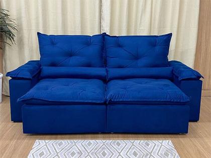 Sofá Retrátil Reclinável 2,00 m Azul PREMIUM - ALPOIM Imagem de Sofá Retrátil Reclinável 2,00 m Azul PREMIUM