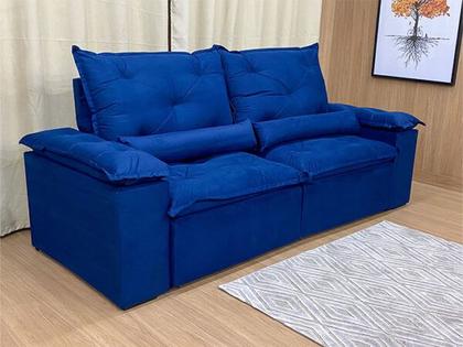 Sofá Retrátil Reclinável 2,00 m Azul PREMIUM - ALPOIM Imagem de Sofá Retrátil Reclinável 2,00 m Azul PREMIUM
