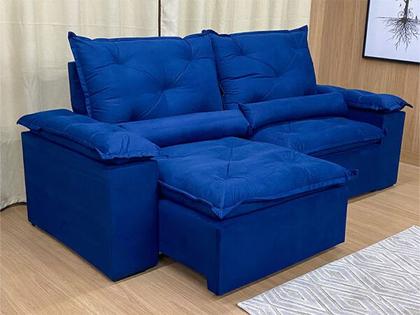 Sofá Retrátil Reclinável 2,00 m Azul PREMIUM - ALPOIM Imagem de Sofá Retrátil Reclinável 2,00 m Azul PREMIUM