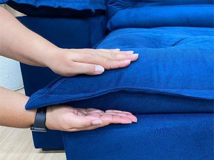 Sofá Retrátil Reclinável 2,00 m Azul PREMIUM - ALPOIM Imagem de Sofá Retrátil Reclinável 2,00 m Azul PREMIUM