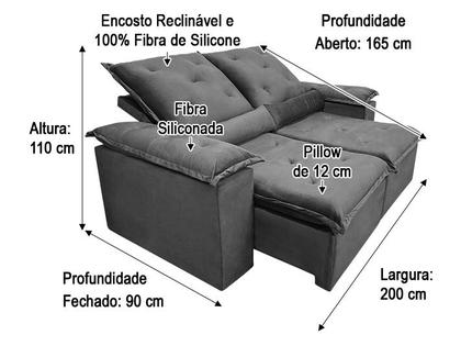 Sofá Retrátil Reclinável 2,00 m Marrom 500 Athenas Premium - ALPOIM Imagem de Sofá Retrátil Reclinável 2,00 m Marrom 500 Athenas Premium
