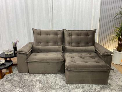 Imagem de Sofá Retrátil Reclinável 2,00 m Marrom 500 Tijuca Plus